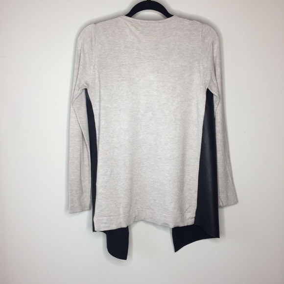 Zara Knit colour blocked faux leather and tan waterfall cardigan - Sz M - Picture 8 of 8